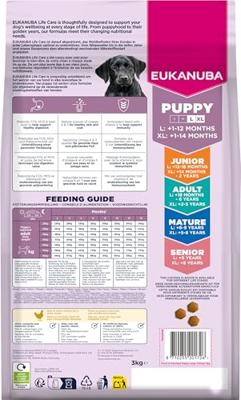 Eukanuba Puppyvoer met verse kip voor grote rassen, premium droogvoer voor junior honden, 3 kg