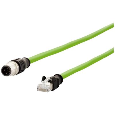 BTR 142M4D15050 M12 Netwerkkabel, patchkabel CAT 5e S/UTP 5.00 m Groen PUR-mantel, Zuurbestendig, Ozonbestendig, UV-bestendig, Geschikt voor sleepketting,