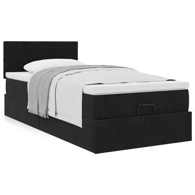 Ottoman bed met matras 100x200 cm fluweel zwart