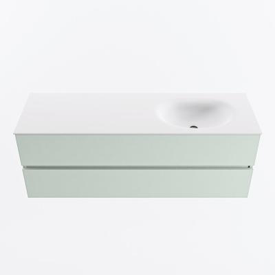 MONDIAZ VICA 140cm badmeubel onderkast Greey 2 lades. Wastafel MOON rechts zonder kraangat, kleur Talc.