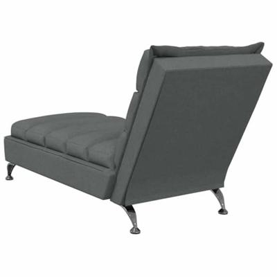 Massage chaise longue met kussens stof donkergrijs