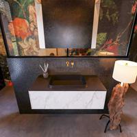 Badkamermeubelset Mondiaz Erin 100 cm met 1 Lade met RIDGE Wastafel Midden Urban Zonder Kraangaten Greeploos Mat Carrara - thumbnail