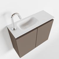 MONDIAZ TURE 60cm toiletmeubel smoke. EDEN wastafel talc links 1 kraangat - thumbnail