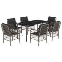 7-delige Tuinset met kussens poly rattan grijs - thumbnail