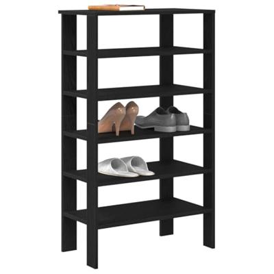 VidaXL Schoenenrek 61x32x105 cm bewerkt hout zwart VidaXL Schoenenrek 61x32x105 cm bewerkt hout zwart