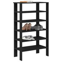 VidaXL Schoenenrek 61x32x105 cm bewerkt hout zwart - thumbnail