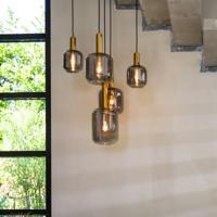 Light & Living Hanglamp 'Lekar' 5-Lamps, kleur Antiek Brons/Smoke - thumbnail