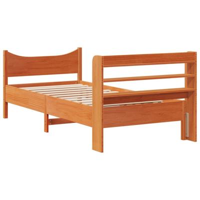 Bedframe met hoofdbord massief grenenhout wasbruin 75x190 cm