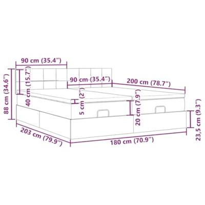 Ottoman bed met matrassen en LED's 180x200cm fluweel