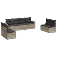 8-delige Loungeset met kussens poly rattan lichtgrijs - thumbnail