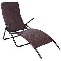VidaXL Inklapbaar ligbed poly rattan bruin - thumbnail
