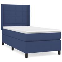 Boxspring met matras stof blauw 90x200 cm - thumbnail