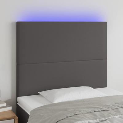 Hoofdbord LED 100x5x118/128 cm kunstleer grijs
