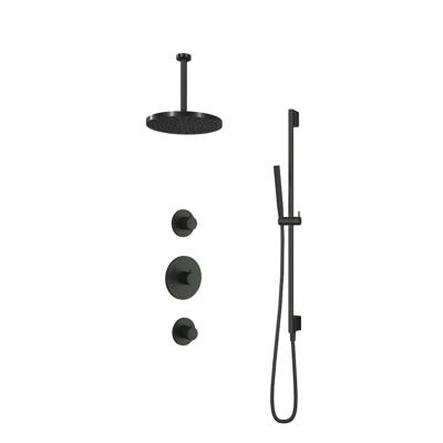 Hotbath Cobber - Inbouw Regendoucheset - Geborsteld Nikkel - 2 Stopkranen - Thermostatisch - Plafondbuis 30 cm - Hoofddouche 300 mm - Staafhanddouche - Glijstang 900 mm - Waterbesparend