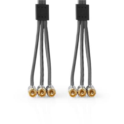 Nedis CVTB24300GY20 Composiet Videokabel 3x Rca Male - 3x Rca Male Gun Metal Grey Gevlochten Kabel