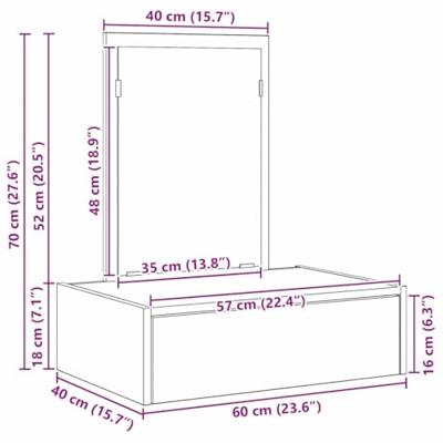 Plafondtafel met lade Bruin 60 x 40 x 70 cm Bewerkt hout