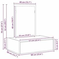 Plafondtafel met lade Bruin 60 x 40 x 70 cm Bewerkt hout - thumbnail