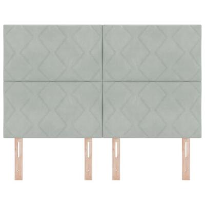 Hoofdbord Wandgemonteerd Geometrisch Lichtgrijs 144 cm Fluweel