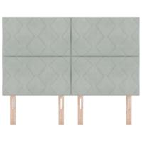 Hoofdbord Wandgemonteerd Geometrisch Lichtgrijs 144 cm Fluweel - thumbnail