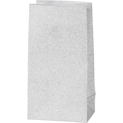 Papieren zakken, H: 17 cm, afmeting 6x9 cm, zilver, 8 stuks, 120 g