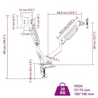 VidaXL Monitorbeugels 27 inch scherm gasveer 20 kg - thumbnail
