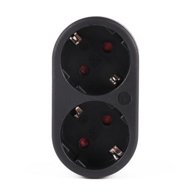 Randaarde stekkeradapter 2-voudig horizontaal zwart - 6175912