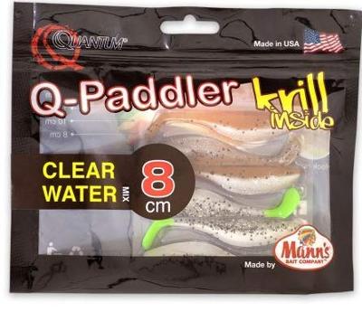 Quantum 8cm Q-Paddler Pack Clear: 3x salt & pepper UV-tail + 3x sand goby