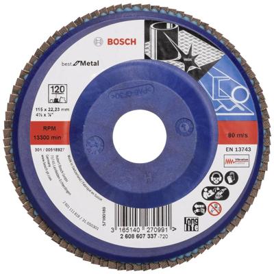 Bosch Accessories 2608607337 X571 Lamellenschijf Diameter 115 mm Boordiameter 22.33 mm Korrelgrootte (num) 120 Staal 1 stuk(s)
