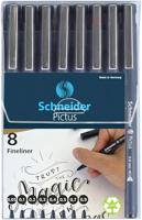 Schneider fineliner Pictus, etui van 8 stuks, zwart - thumbnail