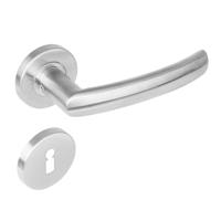 Deurkruk 1278 Blok op rond rozet staal met 7mm nok met sleutelgat plaatjes RVS - thumbnail