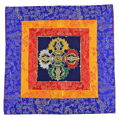 Tempelkleedje Tibetaans Dubbele Dorje Brokaat (33 x 33 cm)