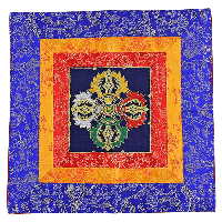 Tempelkleedje Tibetaans Dubbele Dorje Brokaat (33 x 33 cm) - thumbnail