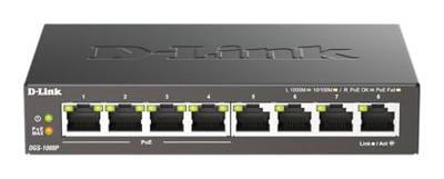 D-Link DGS-1008P Switch Single 8-Poort PoE zwart voor thuis of MKB