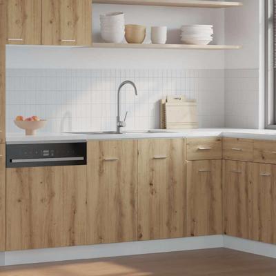 Gootsteenkast Lyon 80x46x81,5 cm bewerkt hout artisanaal eikenkleur