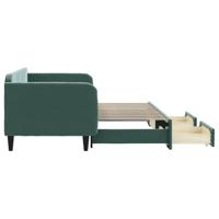 Slaapbank onderschuifbed en lades 90x200 cm fluweel donkergroen - thumbnail
