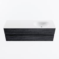 MONDIAZ VICA 150cm badmeubel onderkast Antracite 2 lades. Wastafel MOON rechts zonder kraangat, kleur Talc. - thumbnail