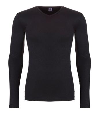 Heren thermo shirt Lange mouw V-hals - Thermisch ondergoed heren warm - M - Zwart
