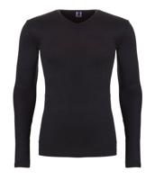 Heren thermo shirt Lange mouw V-hals - Thermisch ondergoed heren warm - M - Zwart - thumbnail