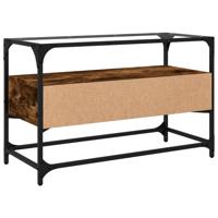 Tv-meubel met glazen blad 98x35x51 cm hout gerookt eikenkleurig - thumbnail