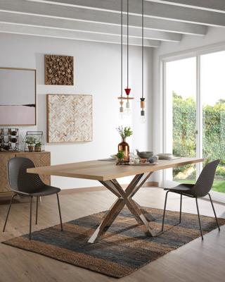 Kave Home Eettafel 'Argo' Melamine, 200 x 100cm, kleur Naturel