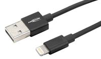 Ansmann 1700-0079 USB-kabel USB 2.0 USB-A stekker, Apple Lightning stekker 2.00 m Zwart Aluminium-stekker, TPE-mantel, Stekker past op beide manieren - thumbnail