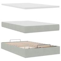 Ottoman bed met matras en LED's 120x200 cm fluweel lichtgrijs - thumbnail