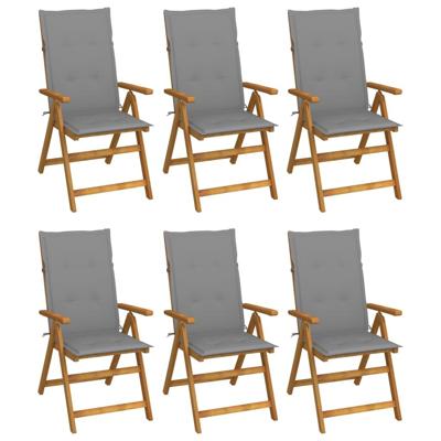 Tuinstoelen 6 st inklapbaar met kussens massief acaciahout