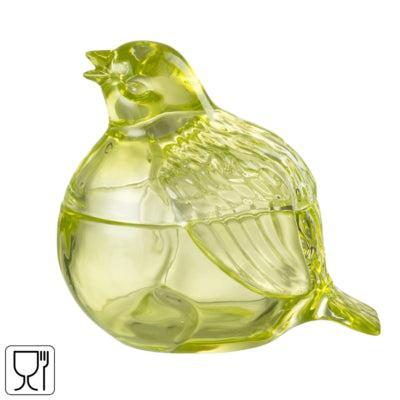 J-Line pot met deksel duif glas groen 14 cm | 12 stuks