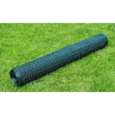 VidaXL Kippengaas 25x1 m met pvc-coating groen