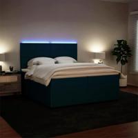 Boxspring met matras fluweel blauw 200x200 cm - thumbnail