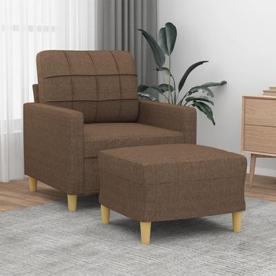 Fauteuil met voetenbank 60 cm stof bruin