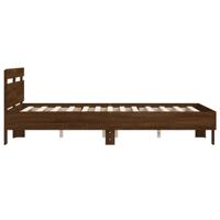 Bedframe met hoofdeinde bewerkt hout bruineikenkleur 120x200 cm - thumbnail
