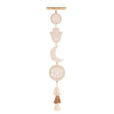 Handgemaakte Terracotta Muurhanger Hamsa, Maan, Boze Oog en Mandala