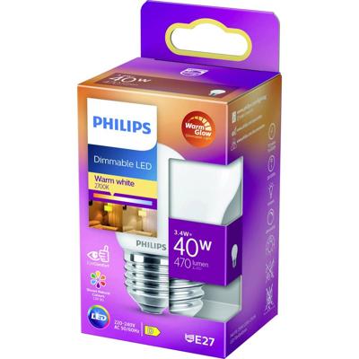 Philips LED 871951432449700 LED-lamp Energielabel D (A - G) E27 Kogel 3.4 W = 40 W Warmwit (Ø x h) 45 mm x 78 mm Dimbaar (dim to warm) 1 stuk(s)